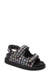 Kurt Geiger Womens Mult/other Orson Quilted Woven Sandals 6 In Navy Multi Pattern