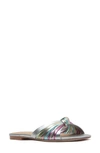 Black Suede Studio May Metallic Multicolored Flat Sandals In Silver Pastel Metallic