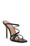 Black Suede Studio Cindy Strappy Stiletto Slide Sandals In Black Leather