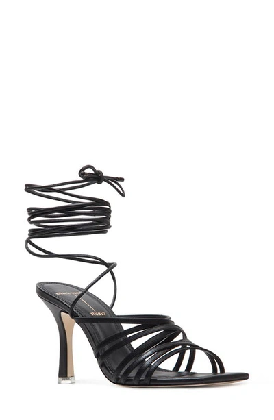 Black Suede Studio Lana Strappy Sandal In Black Leather