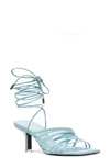 Black Suede Studio Franca Calfskin Strappy Ankle-tie Sandals In Pool Leather