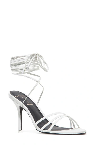 Black Suede Studio Leandra Strappy Sandal In White