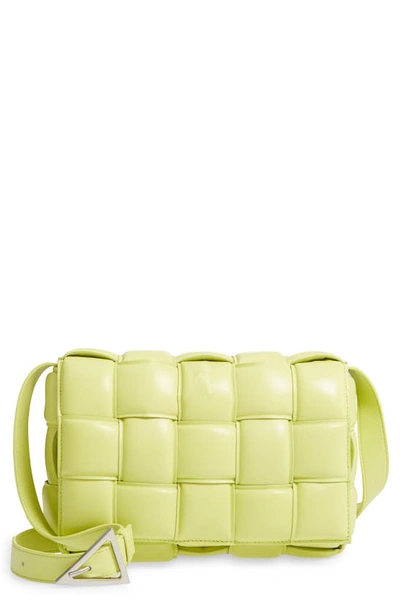 Bottega Veneta Green Padded Cassette Leather Shoulder Bag In Sherbet & Silver