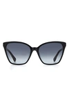 Kate Spade Amiyah 56mm Gradient Polarized Cat Eye Sunglasses In Black/ Grey Shaded