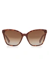 Kate Spade Amiyah 56mm Gradient Polarized Cat Eye Sunglasses In Dark Havana/ Brown Gradient