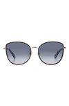 Kate Spade Maryam 56mm Gradient Polarized Cat Eye Sunglasses In Gold/ Grey Shaded