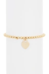 Adornia 14k Yellow Gold Plated Ball Bead Heart Charm Bracelet In Yellow