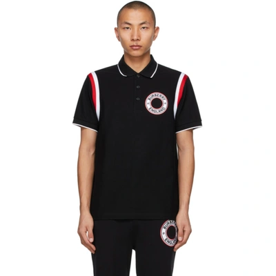 Burberry Logo-patch Cotton Polo Shirt In Black