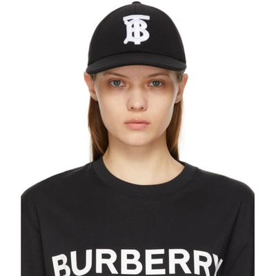 Burberry Black Cotton Jersey Monogram Baseball Cap