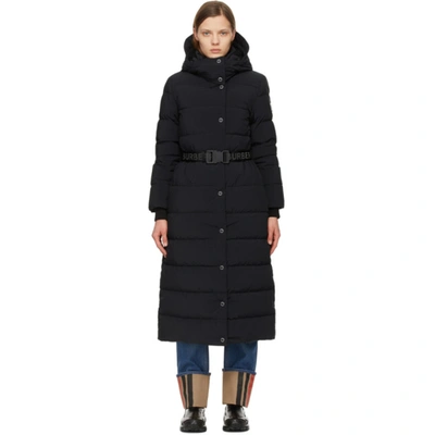 Burberry Belted Faux Shearling-trimmed Hooded Quilted Shell Down Coat In Black