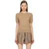 BURBERRY BEIGE CASHMERE CONSTANCE SHORT SLEEVE SWEATER