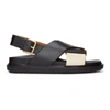 Marni Cross-strap Side Buckled Flat Sandals In Black