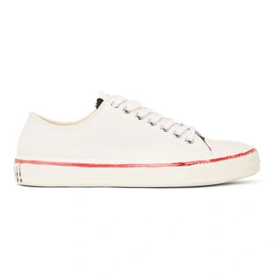 Marni Off-white Graffiti Low-top Sneakers In White,red