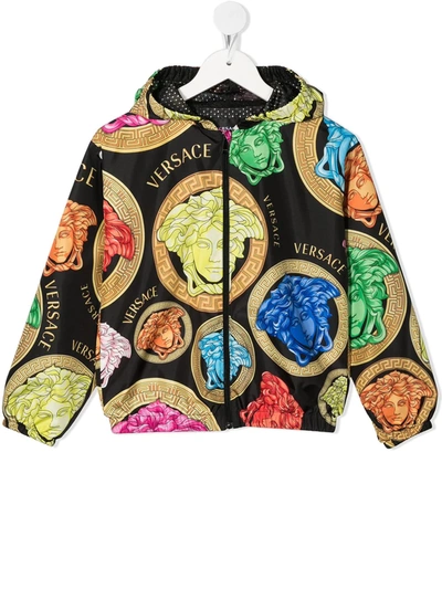 Versace Kid's Medusa Amplified Multicolor Jacket In Black Multi