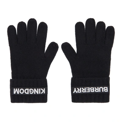 Burberry Black Cashmere Logo & 'kingdom' Gloves
