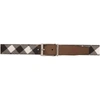 BURBERRY REVERSIBLE BROWN & BLACK E-CANVAS LEATHER GIANT CHECK BELT