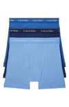 Calvin Klein Men's 3-pack Cotton Classics Boxer Briefs In Blue Assorted