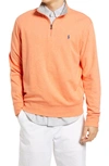 Polo Ralph Lauren Lux Heathered Quarter Zip Pullover In Sunset Orange Heather/c7564