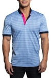 MACEOO MOZARTDOTTEDLINE BLUE BUTTON-DOWN POLO,202101020015