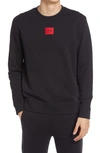 Hugo Boss Logo Patch French Terry Crewneck Sweatshirt In Black
