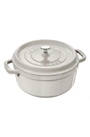 Staub 7-quart Round Enameled Cast Iron Cocotte In White Truffle