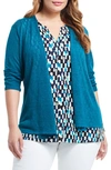 Nic + Zoe '4-way' Three Quarter Sleeve Convertible Cardigan In Peacock