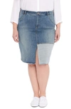 Nydj Plus Size Denim Midi Skirt In Clean Seline