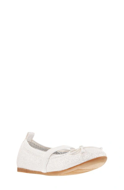 Nina Kids' Esther Ballet Flat In Off White Embossed Metallic