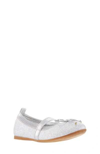 Nina Kids' Esther Ballet Flat In Silver Embossed Metallic