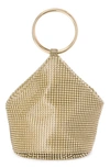 Olga Berg Bianca Ball Mesh Handle Bag In Gold