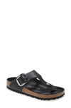 Birkenstock Gizeh Big Buckle Slide Sandal In Black Leather