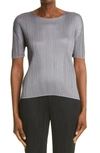 Issey Miyake Pleated Top In Grey