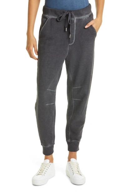 Veronica Beard Preslee French Pima Cotton-terry Track Trousers In Charcoal