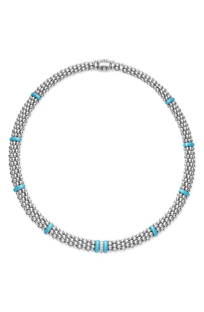 Lagos Blue Caviar & Diamond Sterling Silver Rope Necklace, 16 In Blue Ceramic