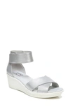 Naturalizer Riviera Ankle Strap Wedge Sandals Women's Shoes In Silver Frost
