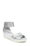 Naturalizer Riviera Ankle Strap Wedge Sandals Women's Shoes In Silver Frost Metallic Leather