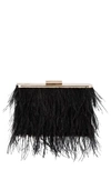 OLGA BERG OSTRICH FEATHER EMBELLISHED CLUTCH,OB4773