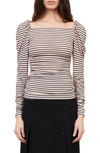 Maje Womens Pink Navy Take Striped Woven T-shirt 12 In Pink / Navy