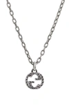 Gucci Interlocking Textured G Sterling Silver Pendant Necklace In Silver