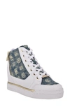 GUESS FIGZ LOGO EMBOSSED WEDGE SNEAKER,GWFIGZ