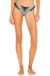 Kiki De Montparnasse Sensuel Lace-trim Silk Thong In Storm & Black