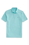 Vineyard Vines Stripe Sankaty Short Sleeve Performance Polo In Bora Blue