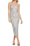 Afrm Amina Sleeveless Midi Dress In Blanc Zebra