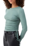 4th & Reckless Matilda Side Ruched Top In Green Jersey