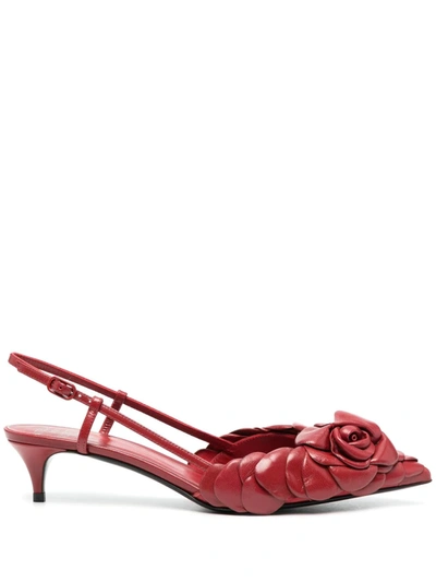 Valentino Garavani Womens Red Atelier 03 Rose Edition Leather Slingbacks 4