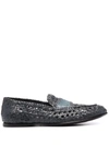 DOLCE & GABBANA WOVEN-EFFECT SLIP-ON LOAFERS