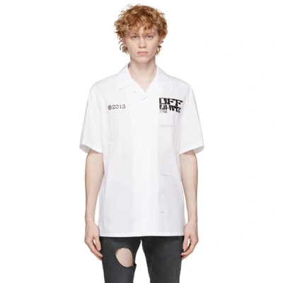 Off-white Tech Marker Logo Short Sleeve Button-up Shirt In White