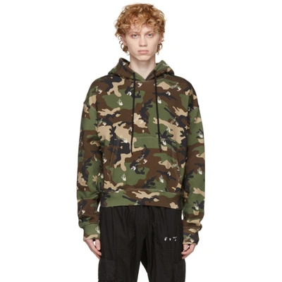 Off-white Cotton Camouflage Sweatshirt In Green And Brown