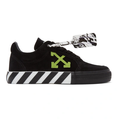Off-white Black & Green Suede Vulcanized Low Sneakers In Black Green