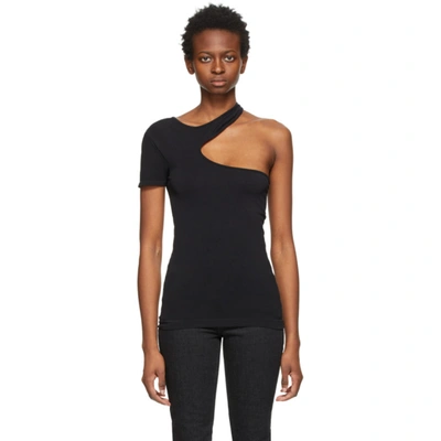 Helmut Lang One-shoulder Cutout Stretch-jersey T-shirt In Black